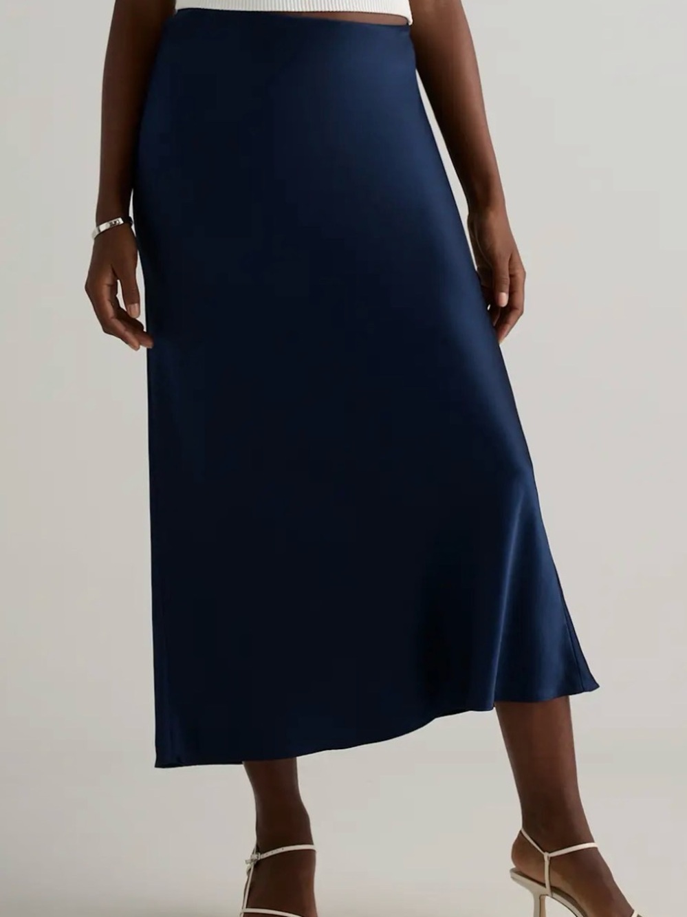 EUC | Quince 100% Washable Silk Maxi Skirt | Navy | Size Medium